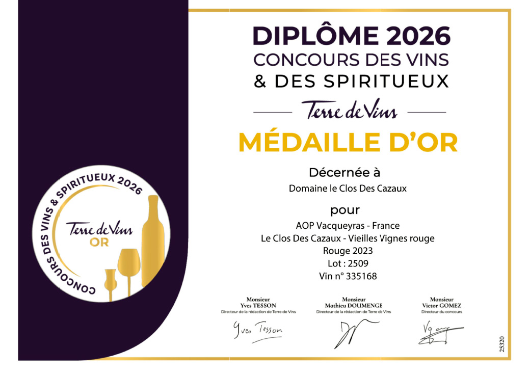 Concours des vins 2026 - Vacqueyras Rouge Vieilles Vignes